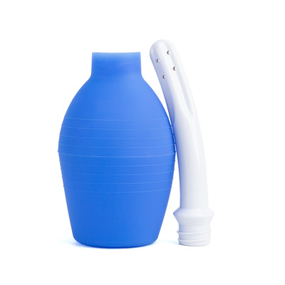 Foto 2 do produto Ducha Higiênica Unissex para o Uso Anal em PVC e Aplicador com Jatos Laterais - 310 ml | Cor: Azul