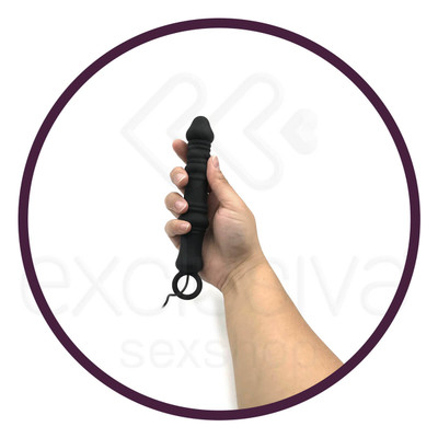 Dutch Cannon - Plug Anal com Textura Anelar e 10 Modos de Vibração - 14,5 x 3 cm | Cor: Preto