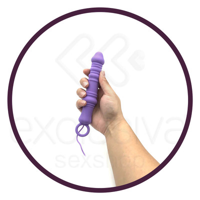 Dutch Cannon - Plug Anal com Textura Anelar e 10 Modos de Vibração - 14,5 x 3 cm | Cor: Roxo