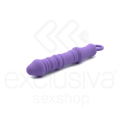 Foto 2 do produto Dutch Cannon - Plug Anal com Textura Anelar e Alça de Segurança - 15,4 x 3 cm | Cor: Roxo