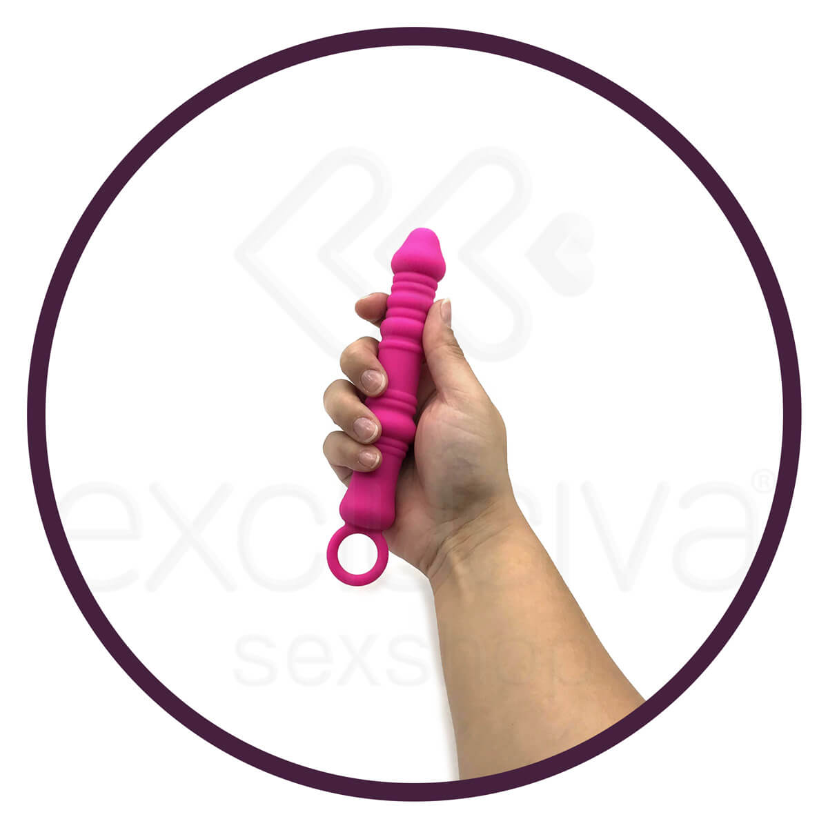 Dutch Cannon - Plug Anal com Textura Anelar e Alça de Segurança - 15,4 x 3 cm | Cor: Rosa - 3