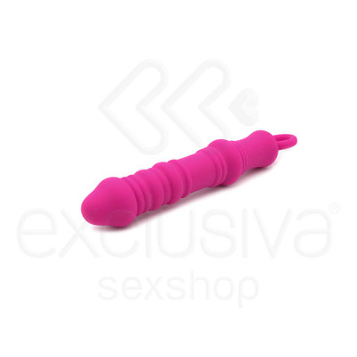 Foto 2 do produto Dutch Cannon - Plug Anal com Textura Anelar e Alça de Segurança - 15,4 x 3 cm | Cor: Rosa