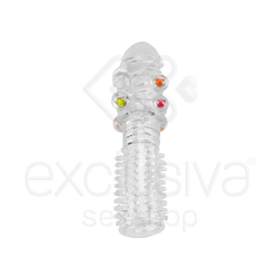 Foto 2 do produto Enlarge Delay Condom - Capa Peniana Extensora em TPE - 14,2 x 3,3 cm | Cor: Transparente
