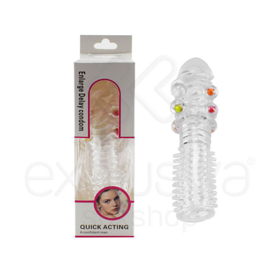 Foto 1 do produto Enlarge Delay Condom - Capa Peniana Extensora em TPE - 14,2 x 3,3 cm | Cor: Transparente