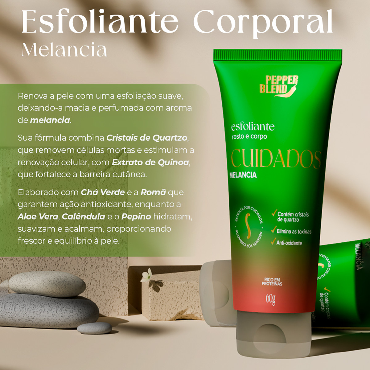 Esfoliante Rosto e Corpo com Aroma de Melancia - Pepper Blend Sedenta por Cuidados | 60g - 2
