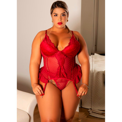 Espartilho em Tule Poá com Bojo Estruturado - Garota Veneno | Disponível em 4 Tamanhos Plus Size