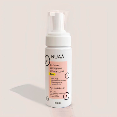 Espuma de Higiene Íntima Suave com Aloe Vera e Ácido Lático - NUAÁ Teen | 150 ml