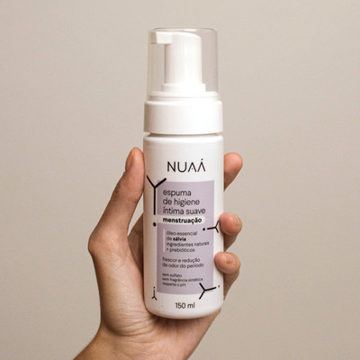 Espuma de Higiene Íntima Suave com Óleo Essencial de Sálvia - NUAÁ Menstruação | 150 ml