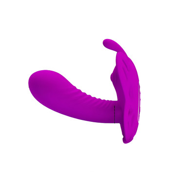 Foto 4 do produto Estimulador Clitoriano em Forma de Borboleta com Mini Pênis, 12 Modos de Vibração e Controle Remoto sem Fio - Pretty Love | Cor: Roxo