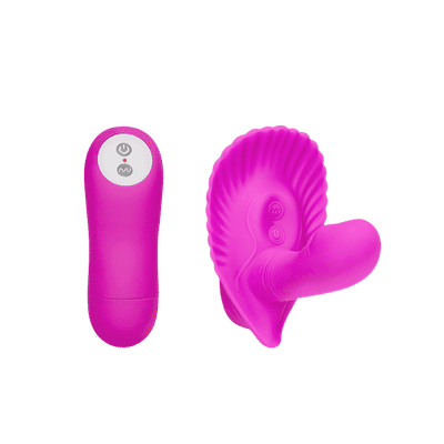 Estimulador Clitoriano em Forma de Concha com Mini Pênis Penetrável, 30 Funções de Vibração e Controle sem Fio - Pretty Love Fancy Clamshell | Disponível em 2 Cores