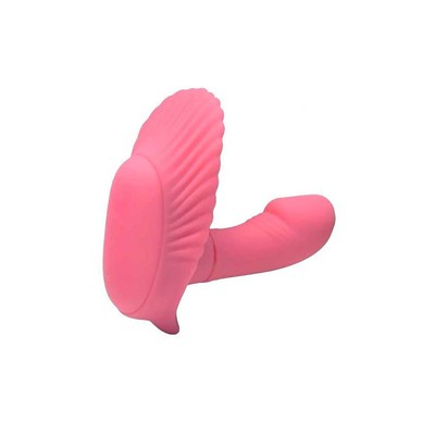 Foto 2 do produto Estimulador Clitoriano em Forma de Concha com Mini Pênis Penetrável, 30 Funções de Vibração e Controle sem Fio - Pretty Love Fancy Clamshell | Cor: Rosa