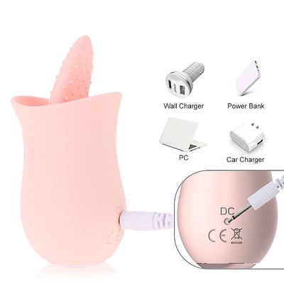 Foto 10 do produto Estimulador Clitoriano Recarregável em Formato de Rosa com 10 Modos de Vibrações em Movimentos de Língua - Vibrating Cunnilingus Massager | Disponível em 3 Cores