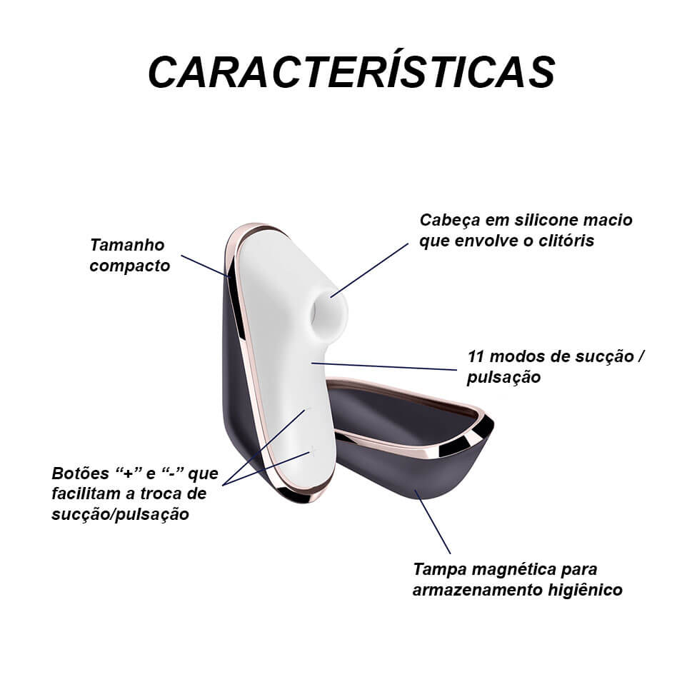 Estimulador Clitoriano Recarregável com 11 Níveis de Intensidade - Satisfyer PRO Traveler - 10 x 3,5 cm - 7