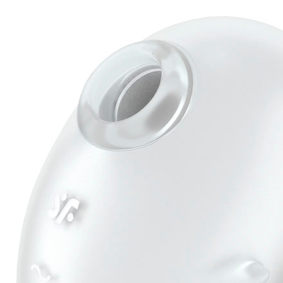 Foto 3 do produto Estimulador Clitoriano Recarregável em Silicone com 2 Motores, 11 Intensidades de Ondas de Pressão e 12 Modos de Vibração - Satisfyer Cutie Ghost | 9,0 x 5,6 cm | Cor: Branco