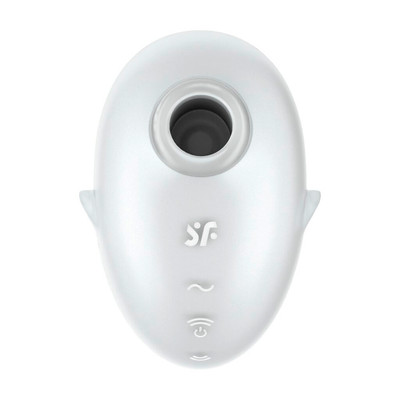 Foto 5 do produto Estimulador Clitoriano Recarregável em Silicone com 2 Motores, 11 Intensidades de Ondas de Pressão e 12 Modos de Vibração - Satisfyer Cutie Ghost | 9,0 x 5,6 cm | Cor: Branco