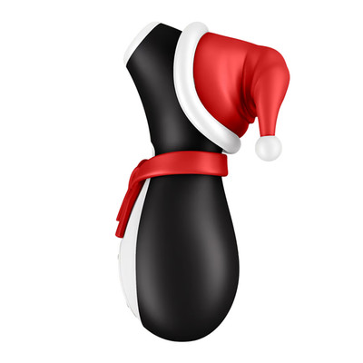 Foto 3 do produto Estimulador Sugador Clitoriano em Silicone com 11 Modos de Vibração e Recarregável - Satisfyer Penguin Holiday Edition | 12,5 x 4,6 cm