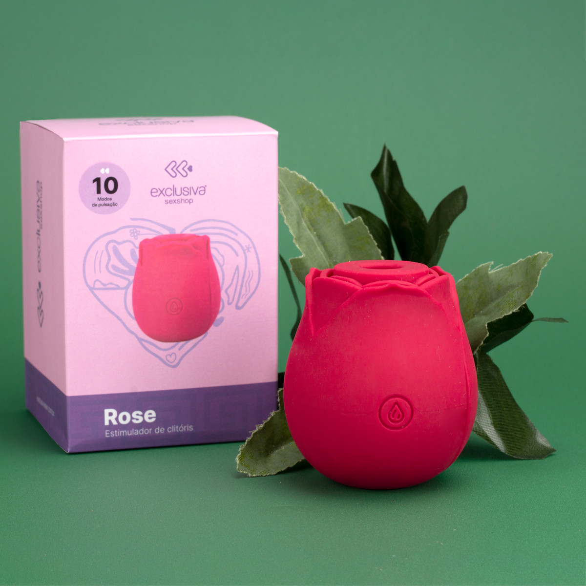 Estimulador Clitoriano em Silicone com Formato de Rosa, 10 Modos de Pulsação e Recarregável - Exclusiva Rose | 6,6 x 5,9 cm | Disponível em 3 Cores - 7