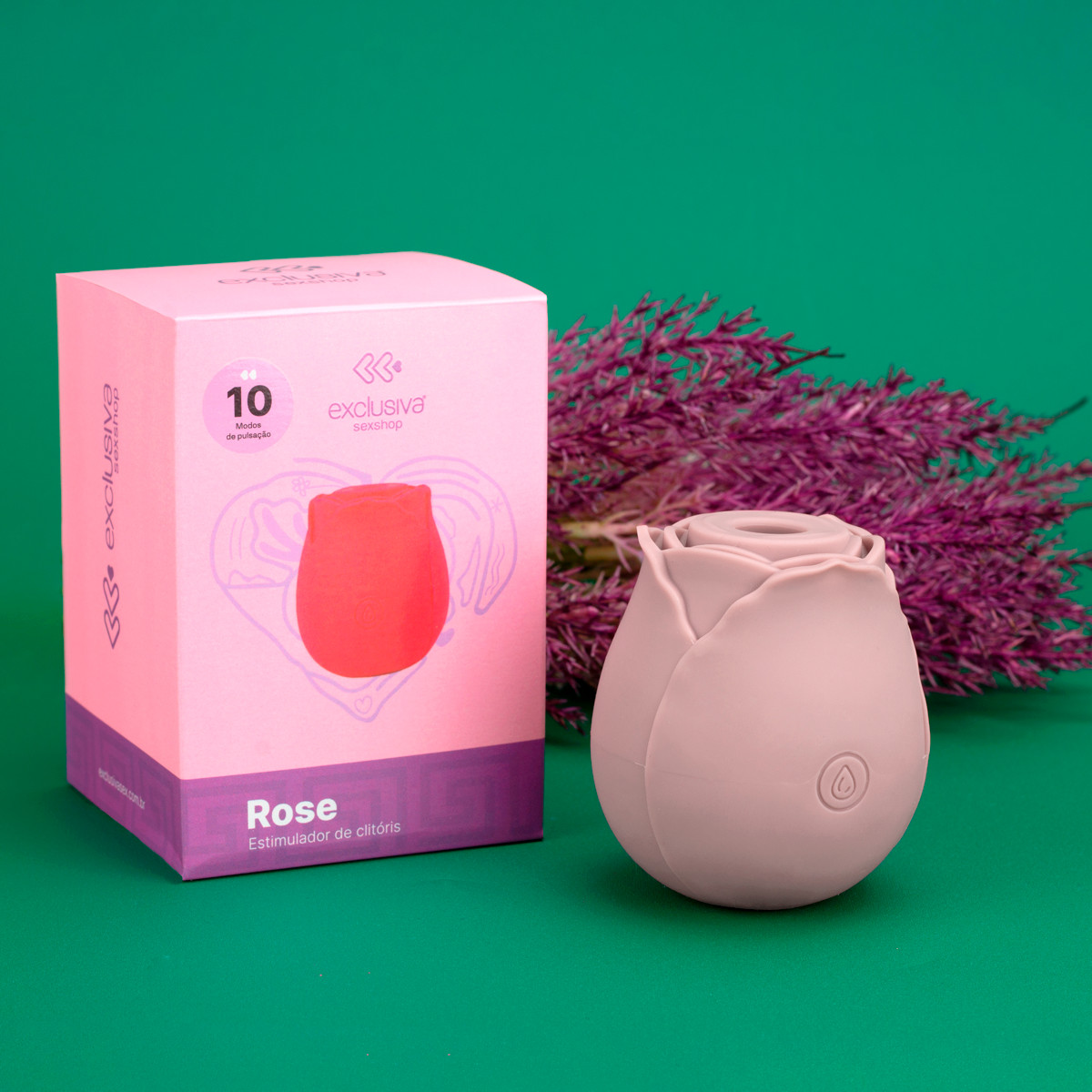 Estimulador Clitoriano em Silicone com Formato de Rosa, 10 Modos de Pulsação e Recarregável - Exclusiva Rose | 6,6 x 5,9 cm | Disponível em 3 Cores - 4