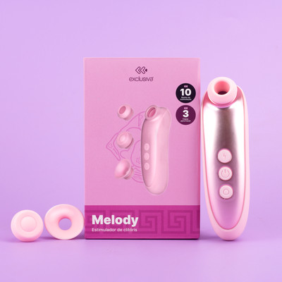Estimulador de Clitóris com 10 Modos de Estímulos com 3 Bocais e Carregamento USB Magnético - Exclusiva Melody