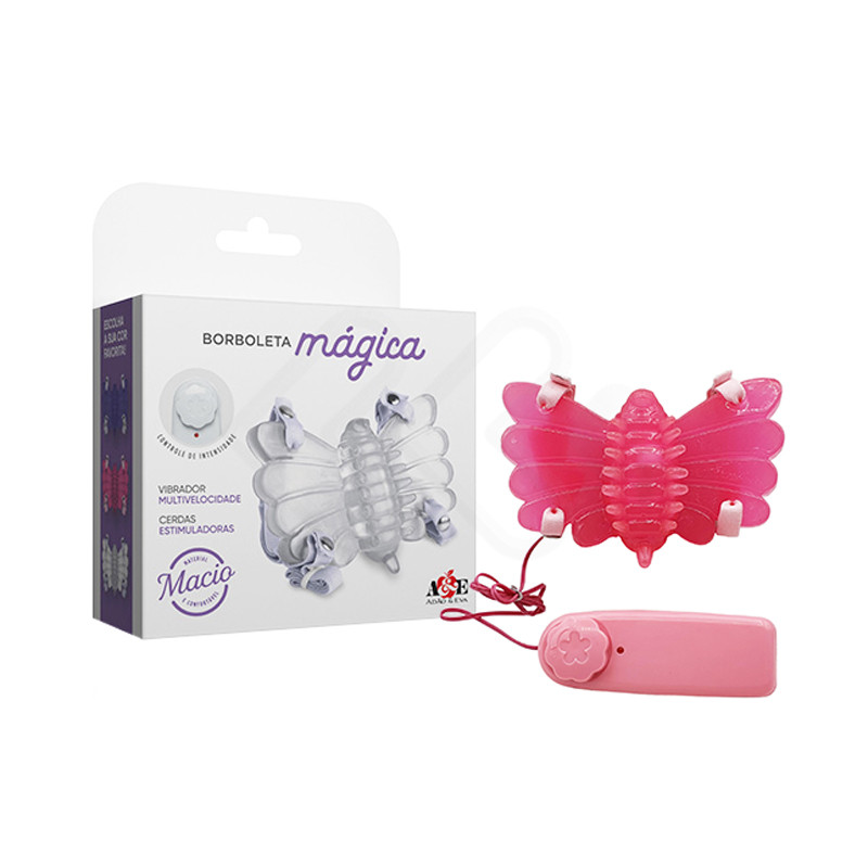 Estimulador de Clitóris no Formato de Borboleta com Cerdas Estimuladoras, Vibração Multivelocidade e Controle Remoto com Fio - Borboleta Mágica Adão & Eva | Disponível em 3 Cores - 3