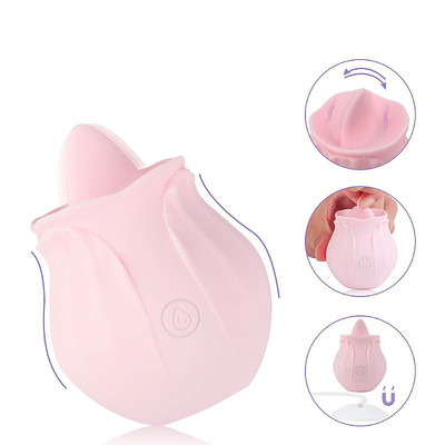 Estimulador de Clitóris em Formato de Rosa com Língua, Recarregável e 10 Modos Vibração - S-Hande Nectar | 7,8 x 5,3 cm