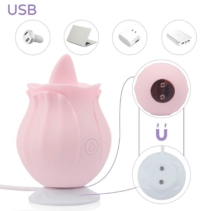 Estimulador de Clitóris em Formato de Rosa com Língua, Recarregável e 10 Modos Vibração - S-Hande Nectar | 7,8 x 5,3 cm - 6