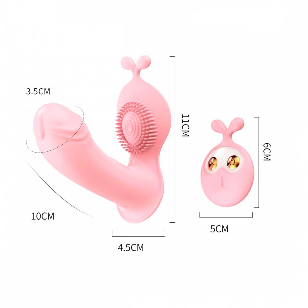 Vibrador Estimulador de Ponto G e Clitóris, Recarregável com 10 Modos de Vibração e Controle Remoto Sem Fio - Lilo Cute Rabbit | 10 x 3,6 cm | Disponível em 2 Cores - 4