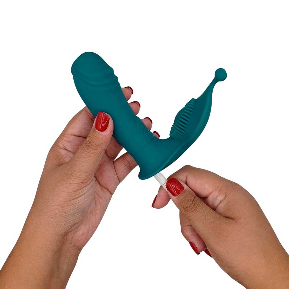 Vibrador Estimulador de Ponto G e Clitóris, Recarregável com 10 Modos de Vibração e Controle Remoto Sem Fio - Lilo Cute Rabbit | 10 x 3,6 cm | Disponível em 2 Cores - 9