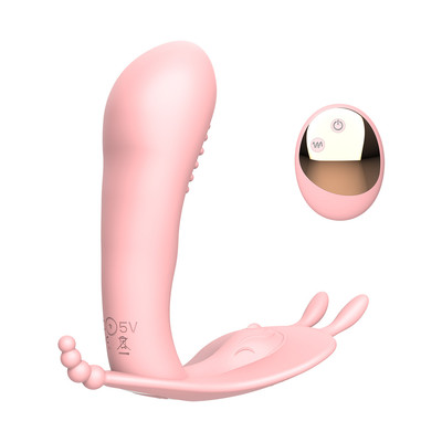 Foto 4 do produto Estimulador de Clitóris e Períneo com Penetrador de Ponto G, Recarregável, 10 Modos de Vibração e Controle Remoto sem Fio - Jenny Rabbit Wearable Vibrator | 8,5 x 3 cm