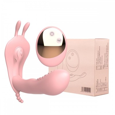Estimulador de Clitóris e Períneo com Penetrador de Ponto G, Recarregável, 10 Modos de Vibração e Controle Remoto sem Fio - Jenny Rabbit Wearable Vibrator | 8,5 x 3 cm