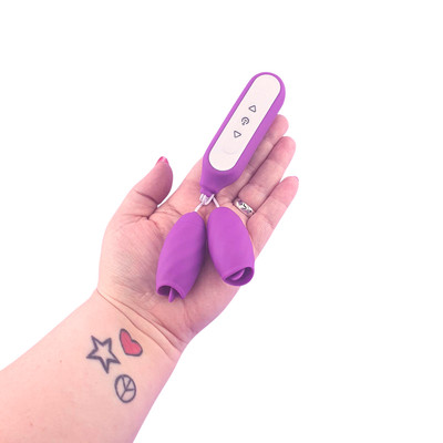 Bullet Duplo em Silicone com 9 Modos de Vibração, Controle Remoto com Fio e Recarregável - S-Hande Chomper | Disponível em 2 cores