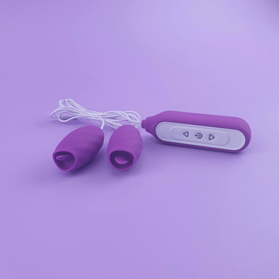 Foto 3 do produto Estimulador de Clítoris Recarregável com 2 Cápsulas Vibratórias em Silicone, 9 Modos de Vibração e Controle Remoto com Fio - S-Hande Chomper | Disponível em 2 cores