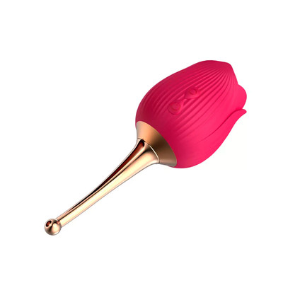 Foto 3 do produto Estimulador de Clítoris Recarregável em Formato de Rosa com 10 Modos de Vibração e Pulsação - Flirting Partner | 15 x 5,4 cm