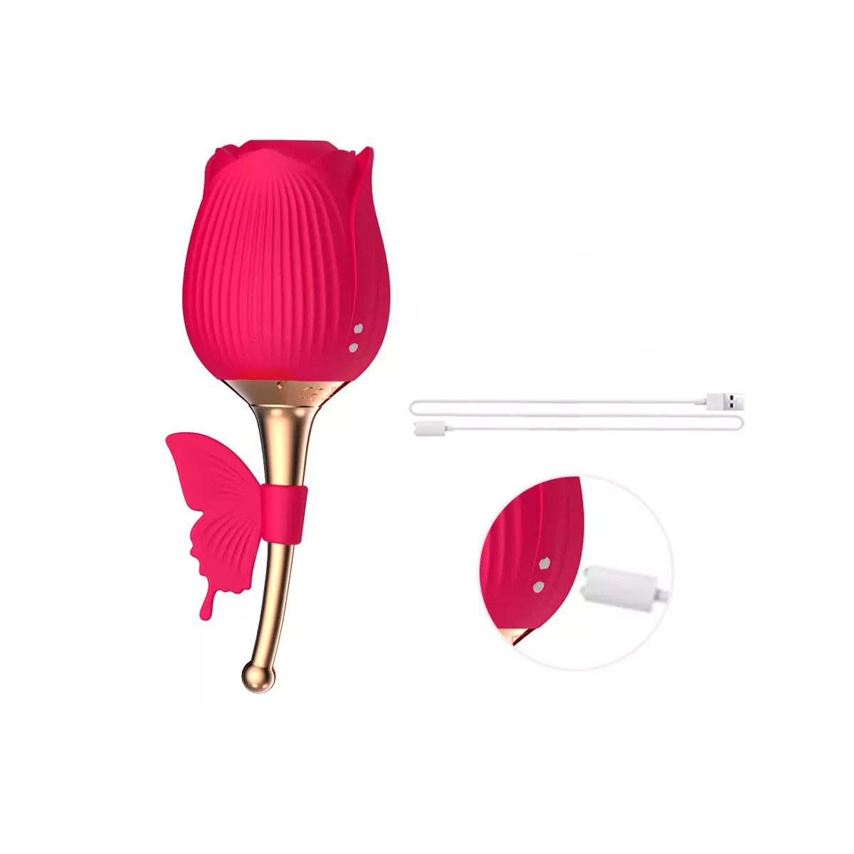 Estimulador de Clítoris Recarregável em Formato de Rosa com 10 Modos de Vibração e Pulsação - Flirting Partner | 15 x 5,4 cm - 5
