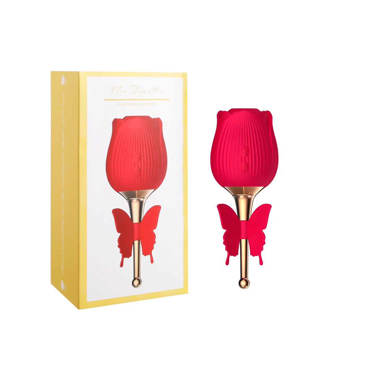 Estimulador de Clítoris Recarregável em Formato de Rosa com 10 Modos de Vibração e Pulsação - Flirting Partner | 15 x 5,4 cm - 6