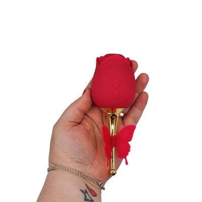 Foto 7 do produto Estimulador de Clítoris Recarregável em Formato de Rosa com 10 Modos de Vibração e Pulsação - Flirting Partner | 15 x 5,4 cm
