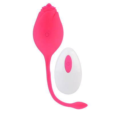 Foto 2 do produto Estimulador de Clitóris Recarregável no Formato de Rosa com 10 Movimentos de Língua e Controle Remoto Sem Fio - Pink Rose | 6,5 x 3,8 cm