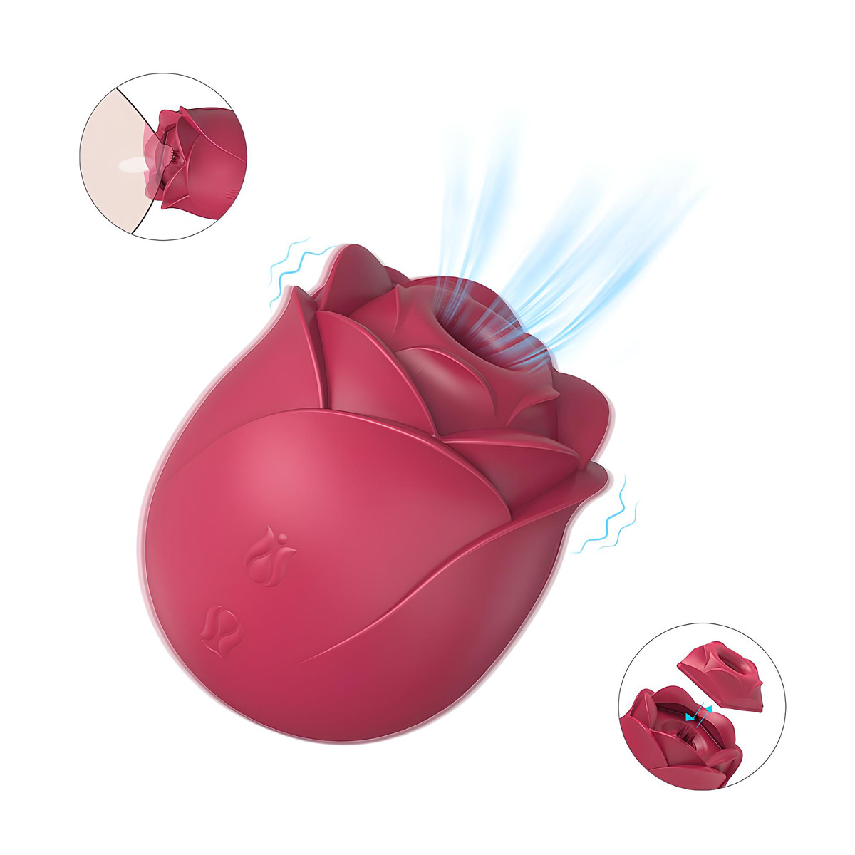 Estimulador de Clitóris Recarregável no Formato de Rosa com 9 Pulsações e Cerdas Estimuladoras - S-Hande Immortal Flower 2 | 6,8 x 5,7 cm - 6