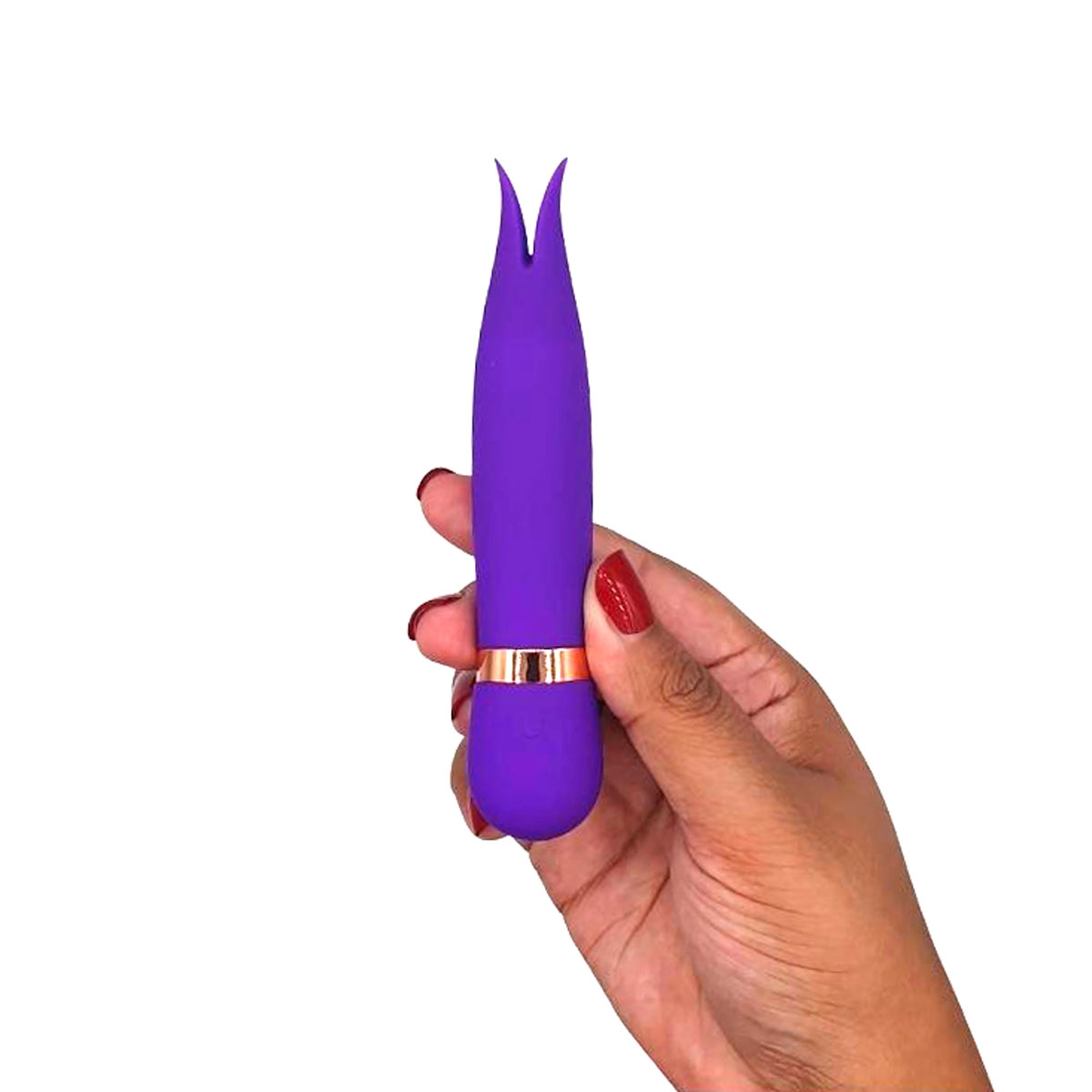 Estimulador de Clitóris Recarregável com Ponta Bifurcado e 10 Modos de Vibrações - Íris | 13 x 2,6 cm - 4