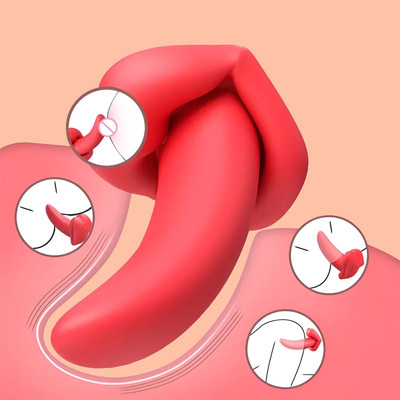 Foto 4 do produto Estimulador de Clitóris em Silicone no Formato de Língua com 10 Modos de Vibração, Carregamento via USB e Controle Remoto Sem Fio - Tongue Vibrator | 6 x 2,5 cm