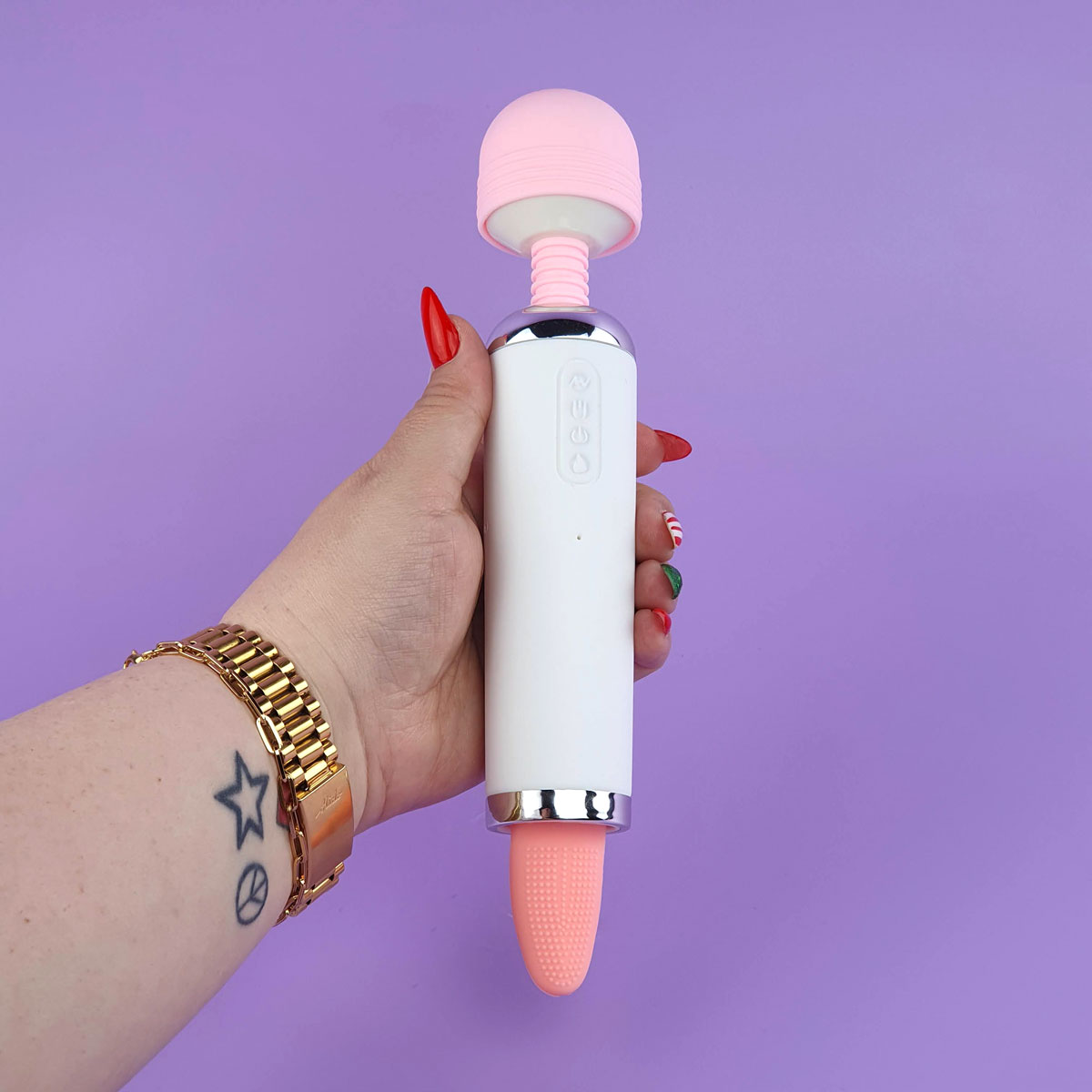 Estimulador com Língua, 7 Movimentos, 3 Modos de Sucção, Função Aquecimento e Massageador com 12 Tipos de Vibração - 25 x 4,5 cm - 7