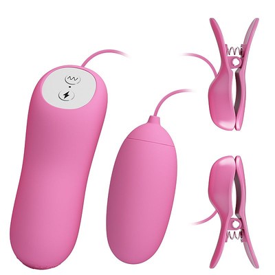 Foto 3 do produto Estimulador de Mamilos com 3 Níveis de Choque e Bullet com 7 Modos de Vibração - Pretty Love Eletric Shock & Vibro-Bullets | 5,9 x 2,6 cm