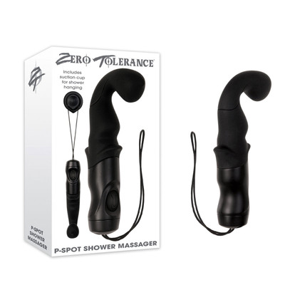 Foto 1 do produto Massageador de Próstata com 10 Modos de Vibração e Suporte para Descanso - Zero Tolerance P-Spot Shower Massager | 12 x 3,2 cm