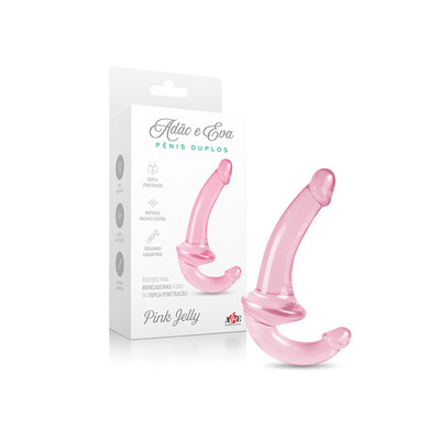 Foto 1 do produto Penetrador Duplo Strap On em Jelly com Glande Definida - Adão & Eva Pink Jelly