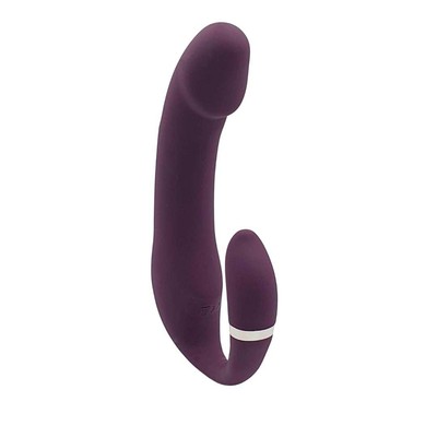 Foto 3 do produto Estimulador com Penetrador strapless em Silicone com 10 Modos de Vibração, 10 Movimentos e Recarregável - Pleasure Dreams | 15 x 3,6 cm | Disponível em 2 Cores