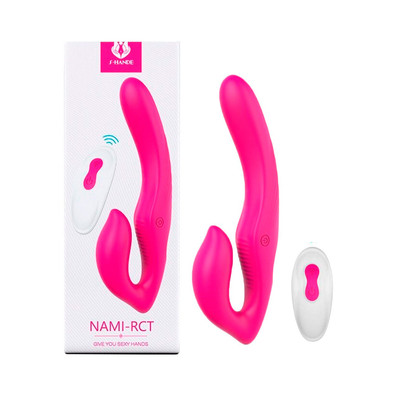 Estimulador com Penetrador Strap-on em Silicone com 9 Modos de Vibração com Controle Remoto Sem Fio, Recarregável - S-Hande Nami-RCT | 15 x 3,3 cm | Disponível em 2 Cores