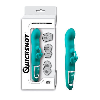 Estimulador de Ponto G e de Clítoris Recarregável em Silicone com 10 Modos de Vibrações e Nódulo Massageador - QuickShot High Power Vibration | 22,5 x 3,5 cm | Disponível em 3 Cores