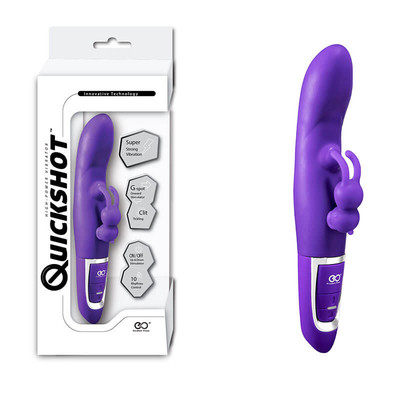 Foto 3 do produto Estimulador de Ponto G e de Clítoris Recarregável em Silicone com 10 Modos de Vibrações e Nódulo Massageador - QuickShot High Power Vibration | 22,5 x 3,8 cm | Disponível em 3 Cores