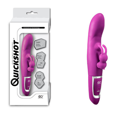 Estimulador de Ponto G e de Clítoris Recarregável em Silicone com 10 Modos de Vibrações e Nódulo Massageador - QuickShot High Power Vibration | 22,5 x 3,8 cm | Disponível em 3 Cores