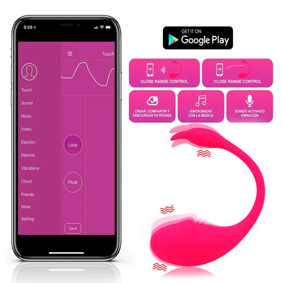 Estimulador de Ponto G e Clitóris Recarregável em Silicone com 4 Modos de Vibração e Controle Por Aplicativo à Distancia - Vivid TadPole FoLove - 21,5 x 3,6 cm - 4